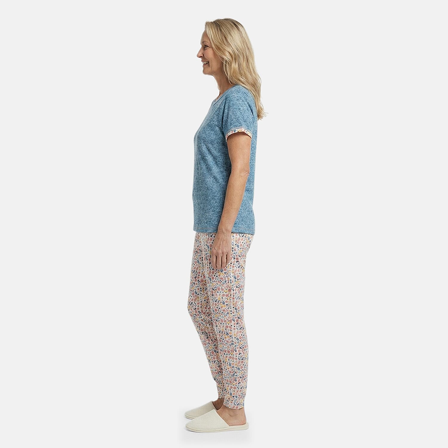 Lati Fashions Blue Floral Pajama Set -L
