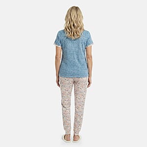 Lati Fashions Blue Floral Pajama Set -M
