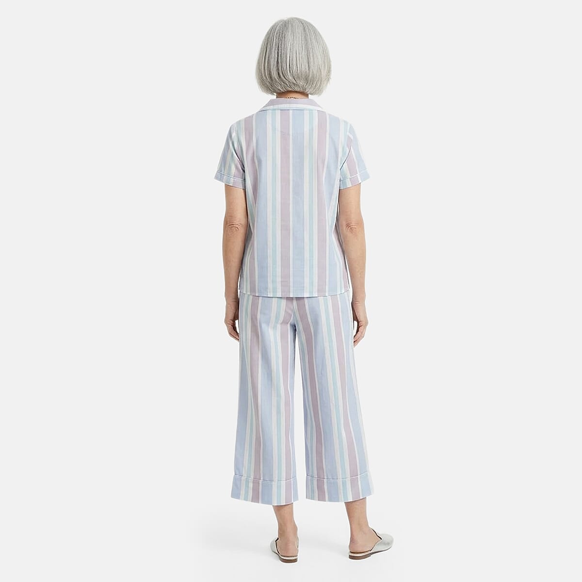 Lati Fashions Blue Striped Pajama Set -L image number 2