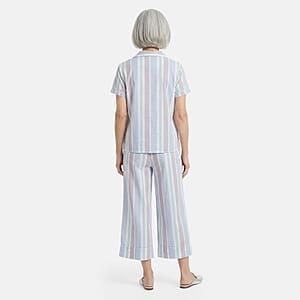 Lati Fashions Blue Striped Pajama Set -M