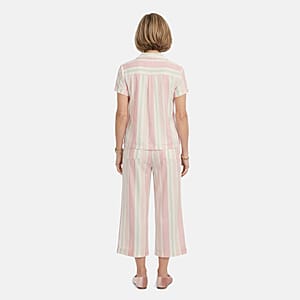 Lati Fashions Peach Striped Pajama Set -L