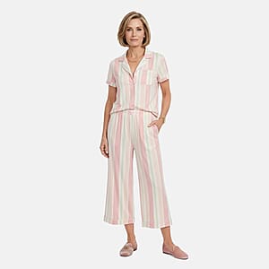 Lati Fashions Peach Striped Pajama Set -M
