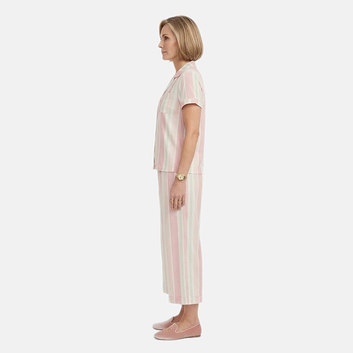 Lati Fashions Peach Striped Pajama Set -XXL image number 3