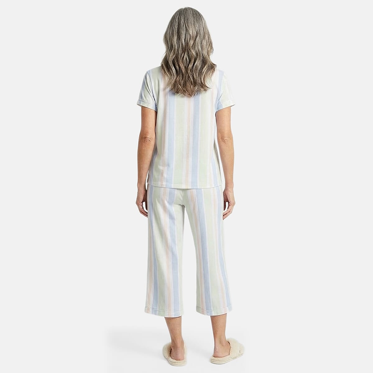 Lati Fashions Mint Striped Pajama Set -L image number 2