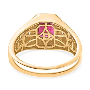 D'Joy Premium Niassa Ruby (FF) and Moissanite 4.40 ctw Men's Ring in 18K Vermeil Yellow Gold Over Sterling Silver (Size 10.0)