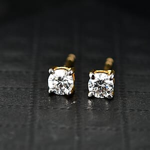 Luxuriant Lab Grown Diamond G-H SI 0.33 ctw Solitaire Stud Earrings in 18K Vermeil Yellow Gold Over Sterling Silver