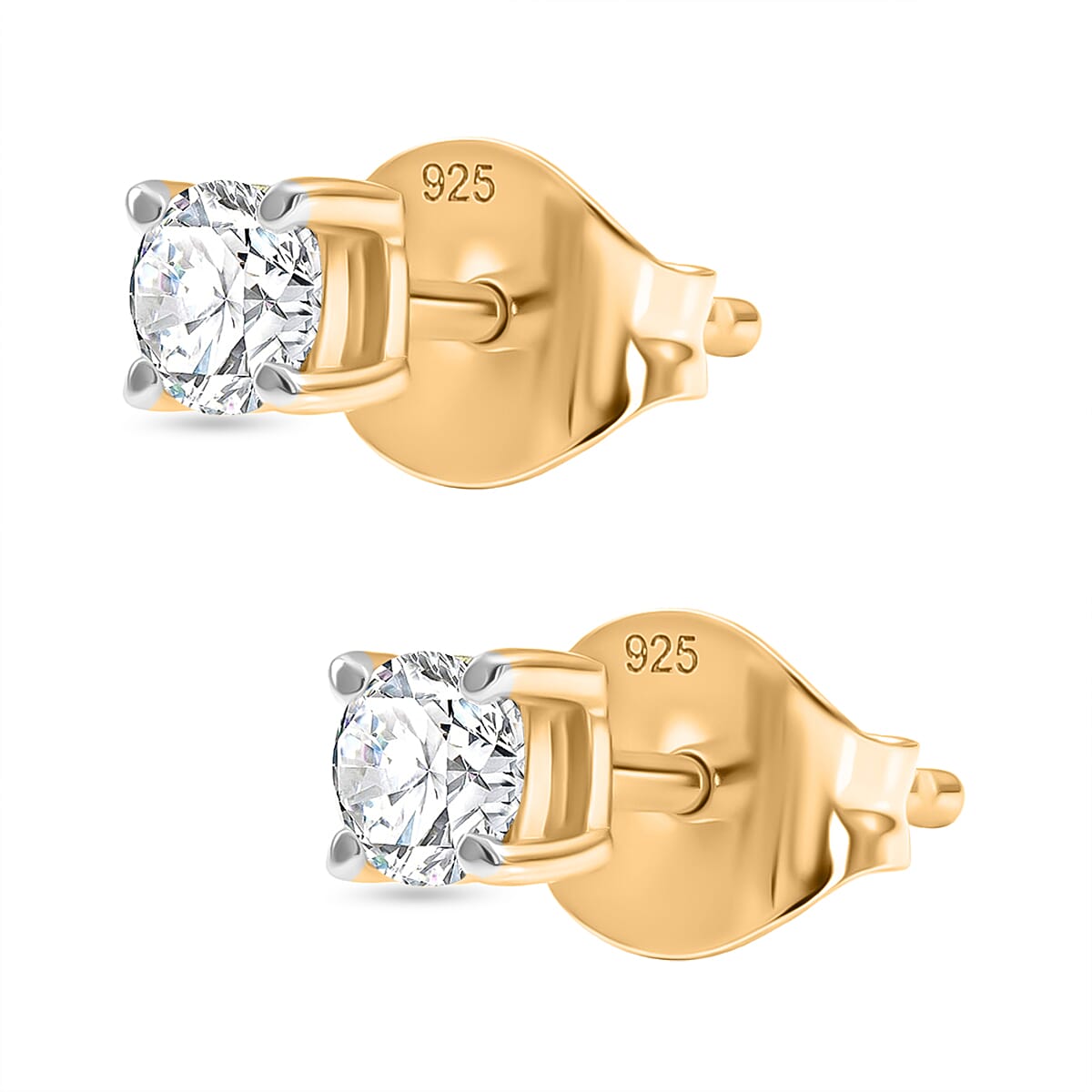 Luxuriant Lab Grown Diamond G-H SI 0.33 ctw Solitaire Stud Earrings in 18K Vermeil Yellow Gold Over Sterling Silver image number 3