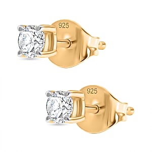 Luxuriant Lab Grown Diamond G-H SI 0.33 ctw Solitaire Stud Earrings in 18K Vermeil Yellow Gold Over Sterling Silver