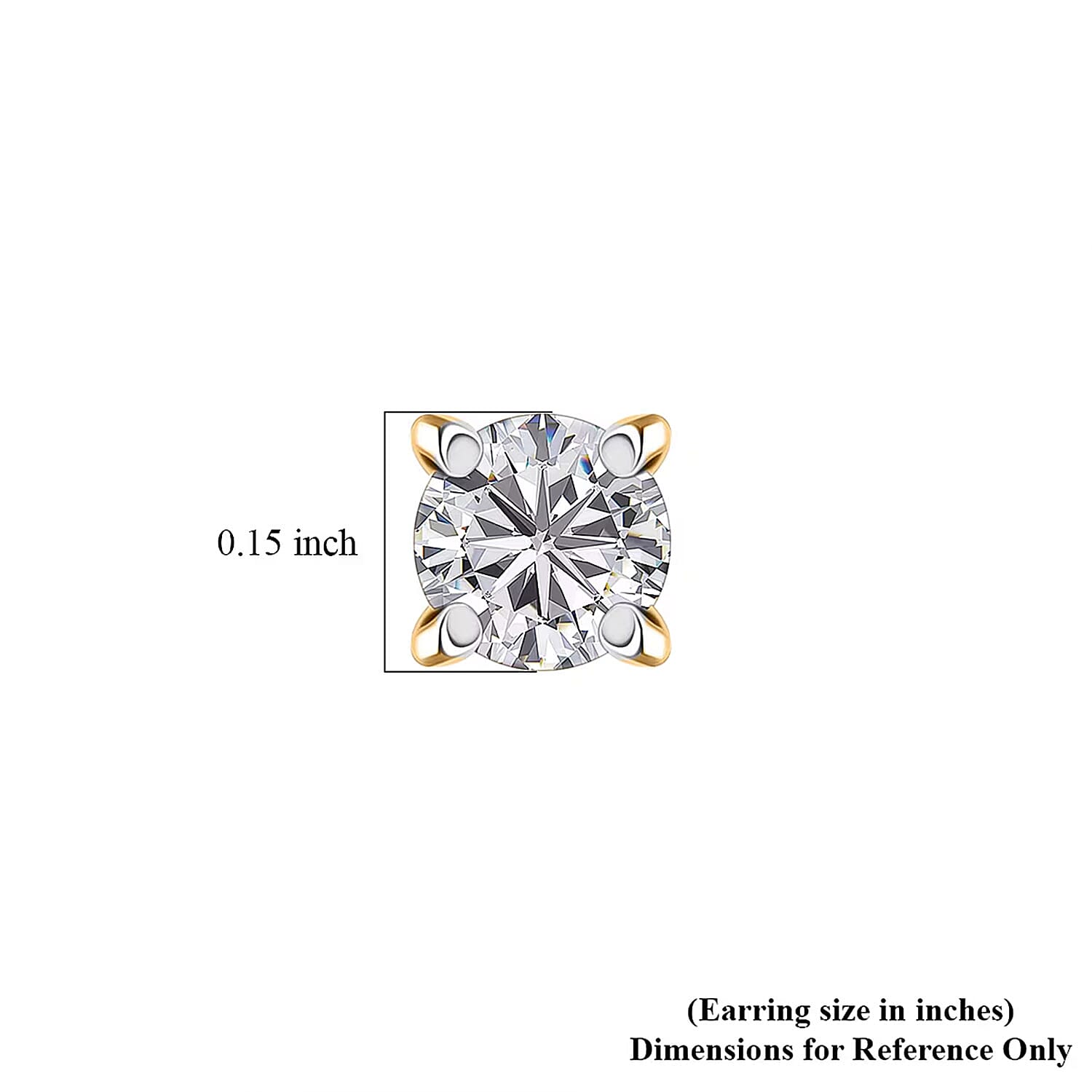 Luxuriant Lab Grown Diamond G-H SI 0.33 ctw Solitaire Stud Earrings in 18K Vermeil Yellow Gold Over Sterling Silver