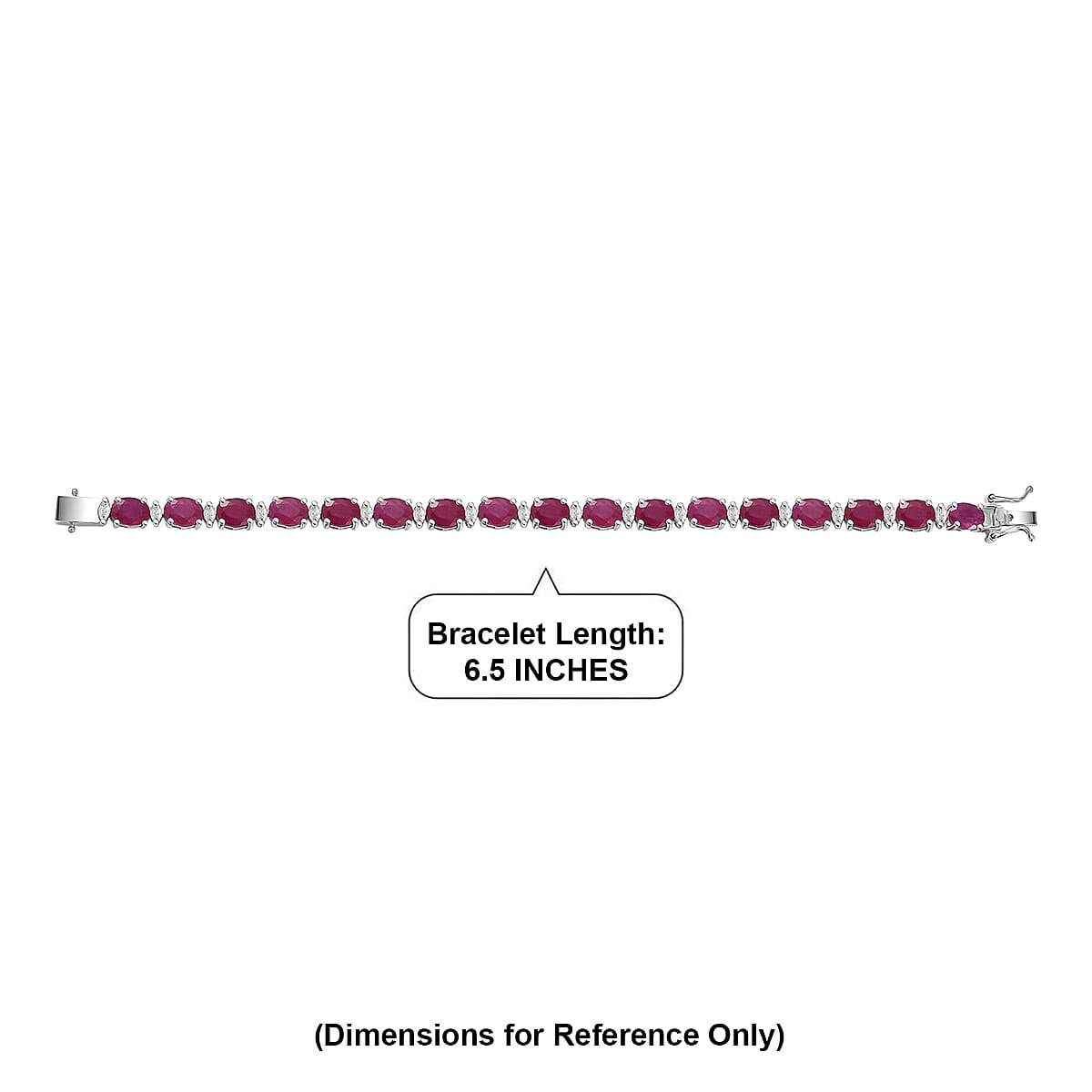 D'Joy Premium Niassa Ruby (FF) and Moissanite 20.70 ctw Red Reign Line Bracelet in Rhodium Over Sterling Silver (6.50 In) image number 4