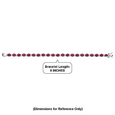 D'Joy Premium Niassa Ruby (FF) and Moissanite 27.00 ctw Red Reign Line Bracelet in Rhodium Over Sterling Silver (8.00 In)