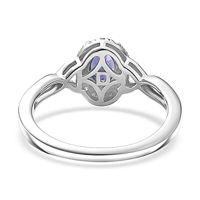 D'Joy Premium Catalina Iolite and Moissanite 0.85 ctw Infinity Ring in Rhodium Over Sterling Silver (Size 6.0)