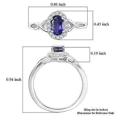 D'Joy Premium Catalina Iolite and Moissanite 0.85 ctw Infinity Ring in Rhodium Over Sterling Silver (Size 6.0)