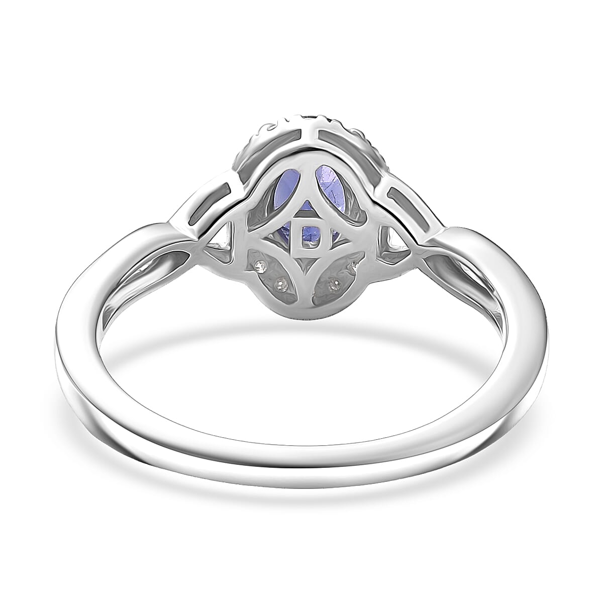 D'Joy Premium Catalina Iolite and Moissanite 0.85 ctw Infinity Ring in Rhodium Over Sterling Silver (Size 8.0)