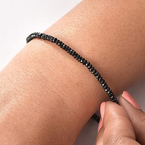 D'Joy Thai Black Spinel 15.00 ctw Bracelet in Rhodium Over Sterling Silver (7.25 In)