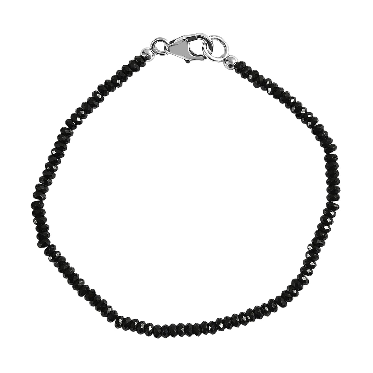 D'Joy Thai Black Spinel 15.00 ctw Bracelet in Rhodium Over Sterling Silver (7.25 In) image number 3