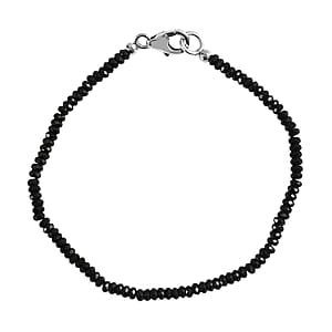 D'Joy Thai Black Spinel 15.00 ctw Bracelet in Rhodium Over Sterling Silver (7.25 In)