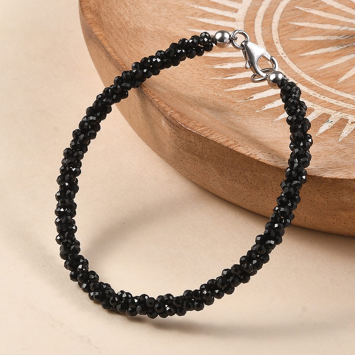 D'Joy Thai Black Spinel 27.00 ctw Bracelet in Rhodium Over Sterling Silver (7.25 In) image number 1