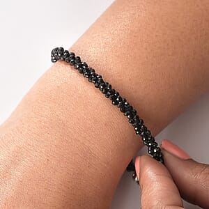 D'Joy Thai Black Spinel 27.00 ctw Bracelet in Rhodium Over Sterling Silver (7.25 In)