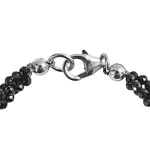 D'Joy Thai Black Spinel 27.00 ctw Bracelet in Rhodium Over Sterling Silver (7.25 In)