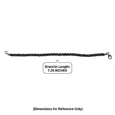 D'Joy Thai Black Spinel 27.00 ctw Twisted 3-Row Beaded Bracelet in Rhodium Over Sterling Silver (7.25 In)