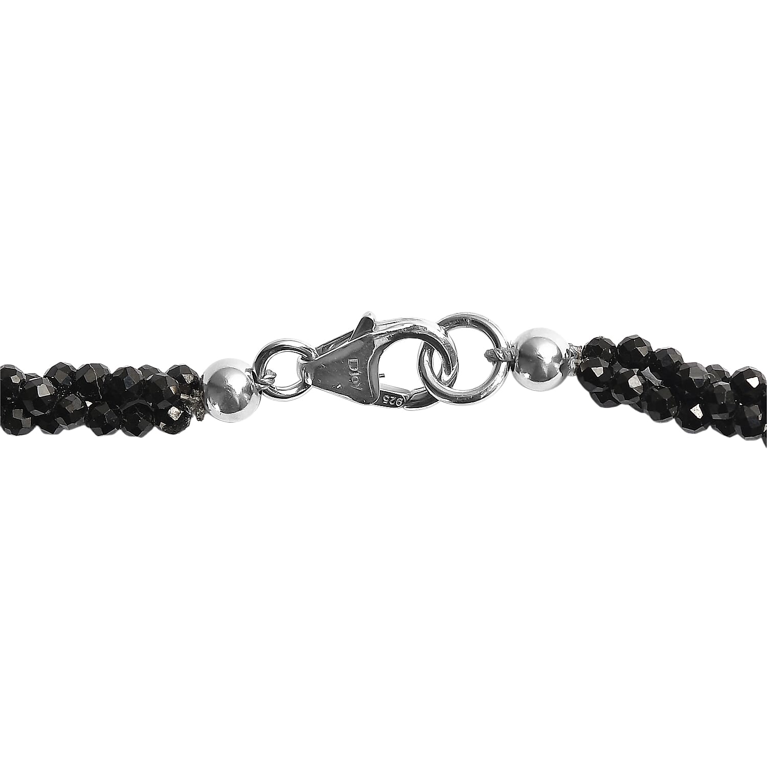 D'Joy Thai Black Spinel 78.00 ctw Twisted 3-Row Beaded Necklace in Rhodium Over Sterling Silver (20 Inches)