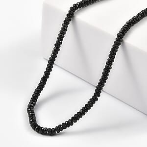 D'Joy Thai Black Spinel 45.00 ctw Beaded Necklace in Rhodium Over Sterling Silver 20 Inches (Del. in 10-12 Days)