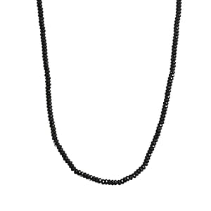 D'Joy Thai Black Spinel 45.00 ctw Beaded Necklace in Rhodium Over Sterling Silver 20 Inches (Del. in 10-12 Days)