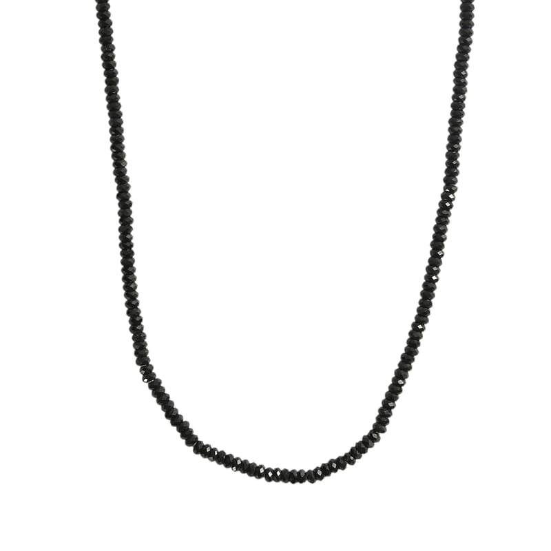 D'Joy Thai Black Spinel 45.00 ctw Beaded Necklace in Rhodium Over Sterling Silver 20 Inches