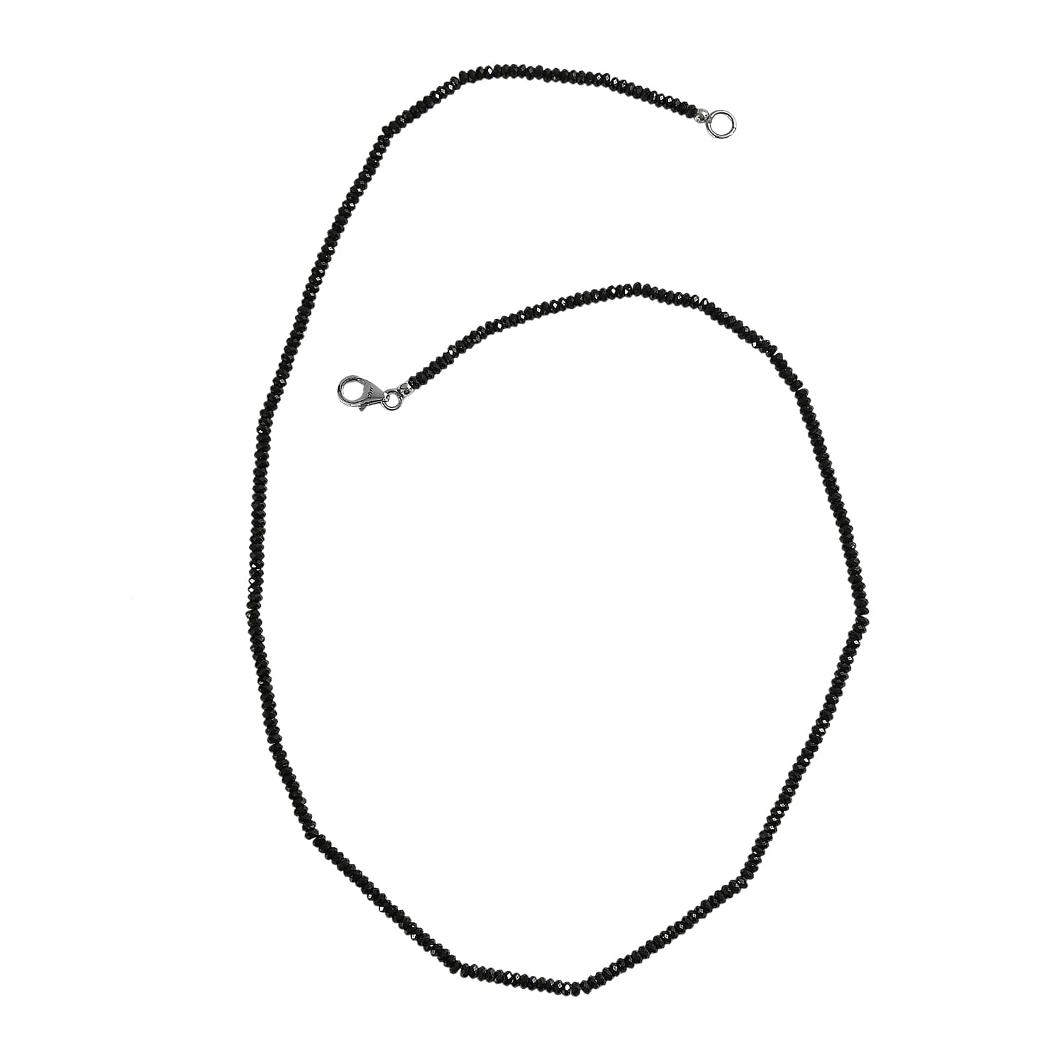 D'Joy Thai Black Spinel 45.00 ctw Beaded Necklace in Rhodium Over Sterling Silver 20 Inches