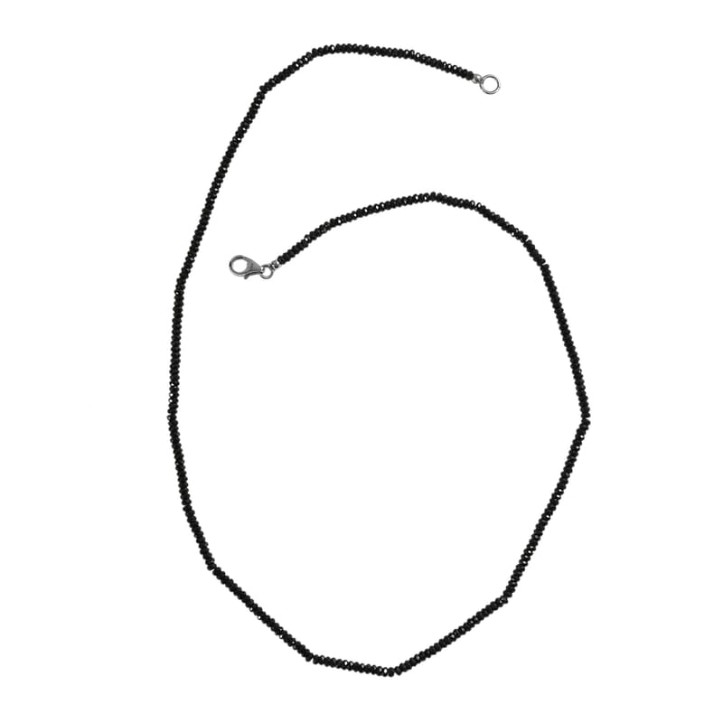 D'Joy Thai Black Spinel 45.00 ctw Beaded Necklace in Rhodium Over Sterling Silver 20 Inches