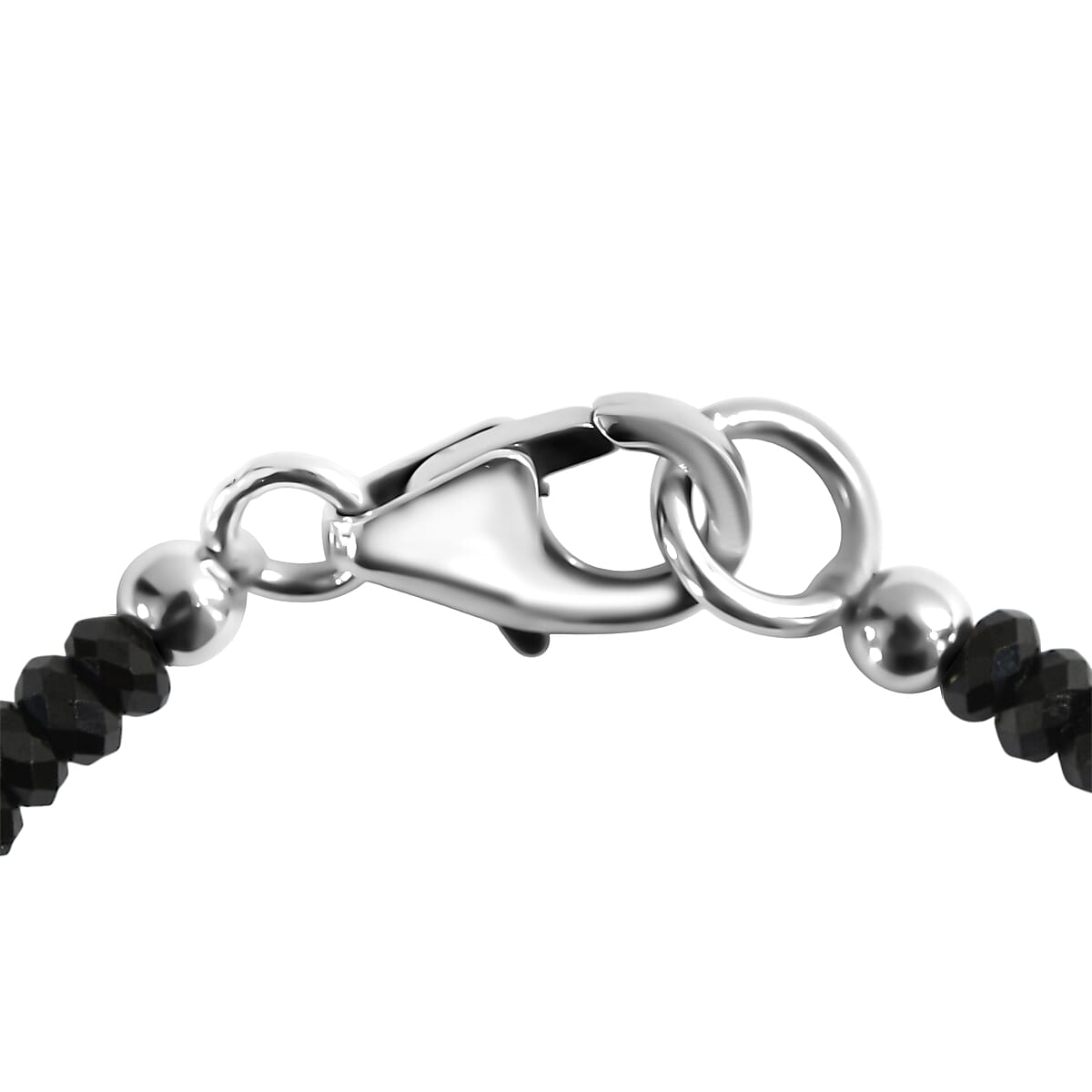 D'Joy Thai Black Spinel 45.00 ctw Beaded Necklace in Rhodium Over Sterling Silver 20 Inches (Del. in 10-12 Days) image number 5