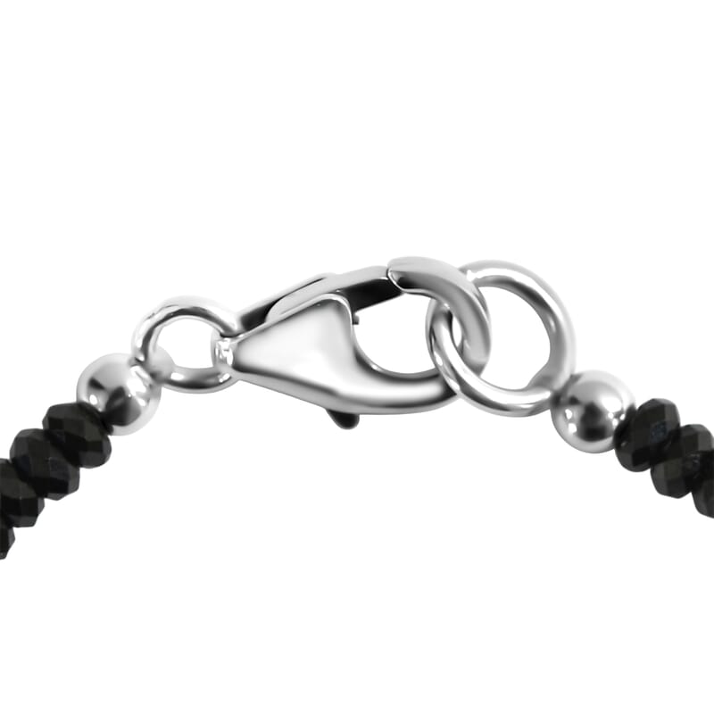 D'Joy Thai Black Spinel 45.00 ctw Beaded Necklace in Rhodium Over Sterling Silver 20 Inches