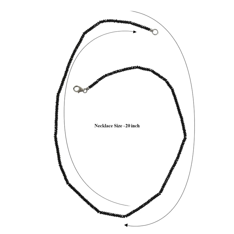 D'Joy Thai Black Spinel 45.00 ctw Beaded Necklace in Rhodium Over Sterling Silver 20 Inches