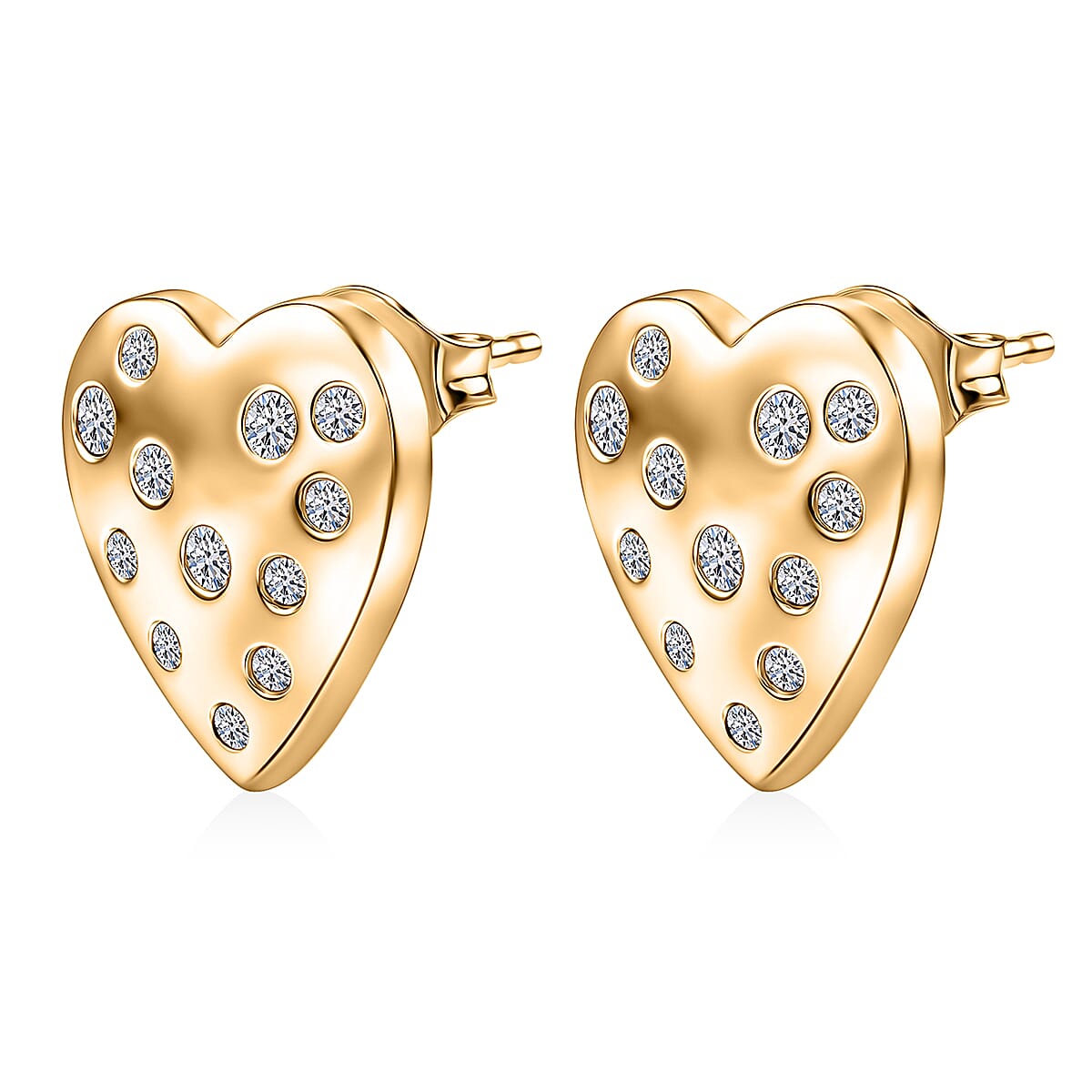 Luxuriant Lab Grown Diamond (G-H, SI) Earrings in 18K Vermeil YG Over Sterling Silver 0.35 ctw image number 3