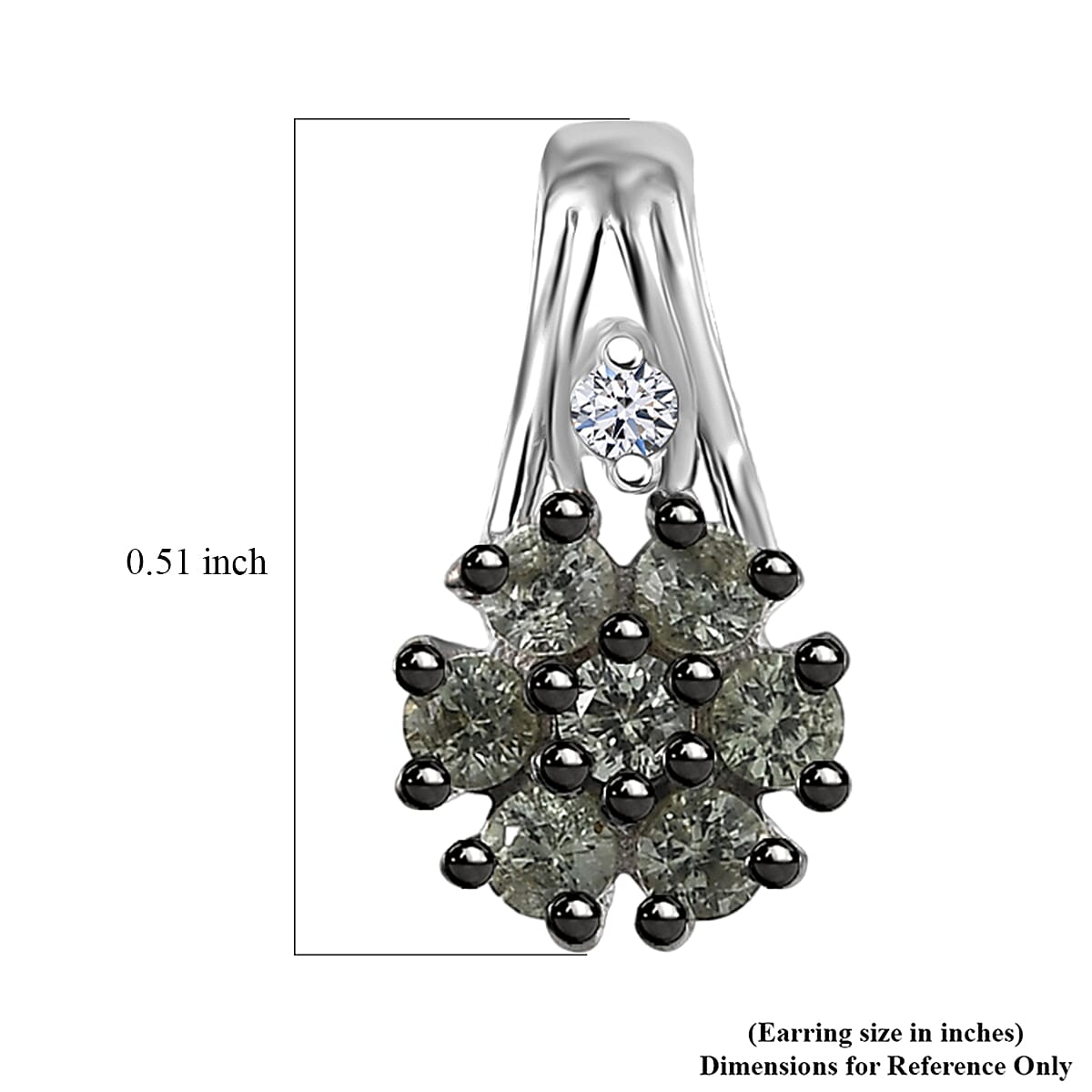 Premium Green Sapphire and Luxuriant Lab Grown Diamond G-H SI 0.75 ctw Petal Bloom Earrings in Rhodium Over Sterling Silver image number 5