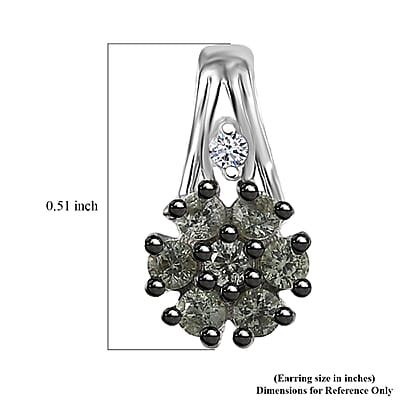 Premium Milanoa Green Sapphire and Luxuriant Lab Grown Diamond G-H SI 0.75 ctw Petal Bloom Earrings in Rhodium Over Sterling Silver