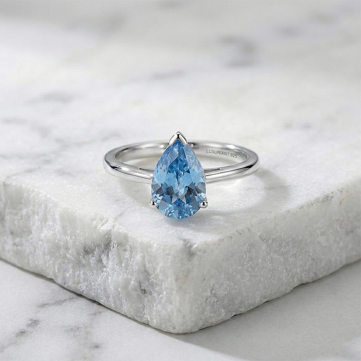 Luxuriant Lab Grown Blue Diamond (VS) (IR) 2.00 ctw Solitaire Ring in Rhodium Over Sterling Silver (Size 6.0) image number 1
