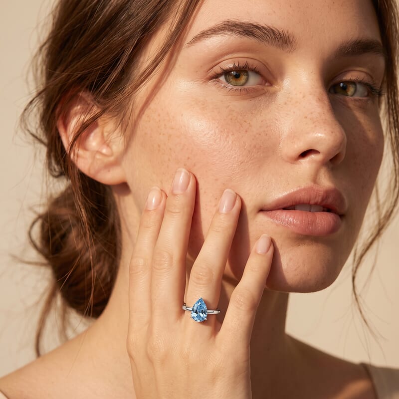 Luxuriant Lab Grown Blue Diamond (VS) (IR) 2.00 ctw Solitaire Ring in Rhodium Over Sterling Silver (Size 6.0)