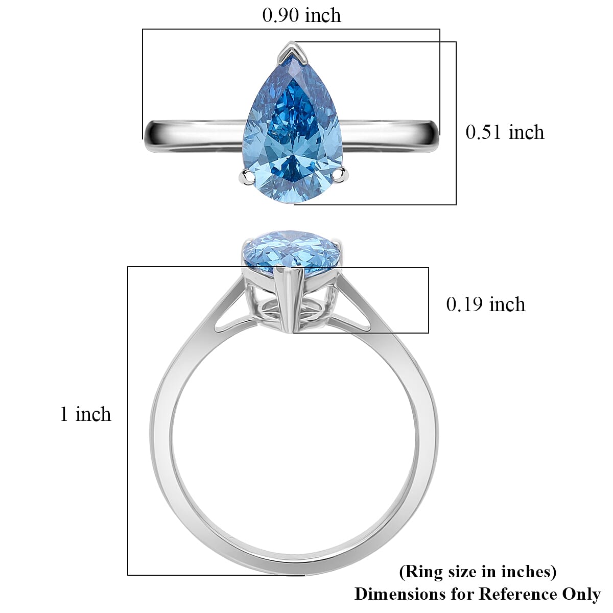 Luxuriant Lab Grown Blue Diamond (VS) (IR) 2.00 ctw Solitaire Ring in Rhodium Over Sterling Silver (Size 6.0) image number 5