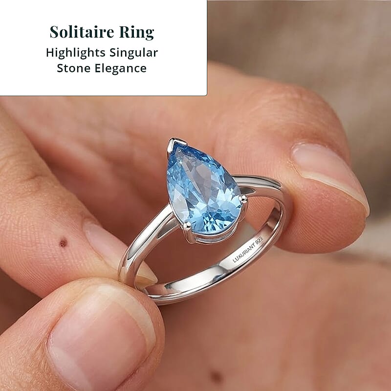 Luxuriant Lab Grown Blue Diamond (VS) (IR) 2.00 ctw Solitaire Ring in Rhodium Over Sterling Silver (Size 6.0)
