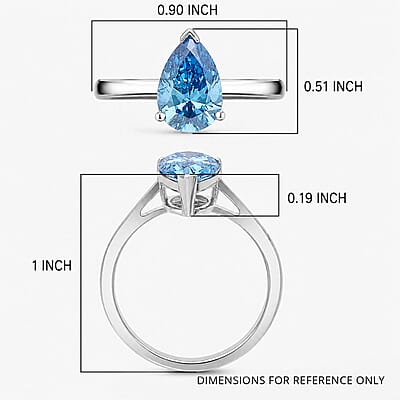 Luxuriant Lab Grown Blue Diamond (VS) (IR) 2.00 ctw Solitaire Ring in Rhodium Over Sterling Silver (Size 6.0)