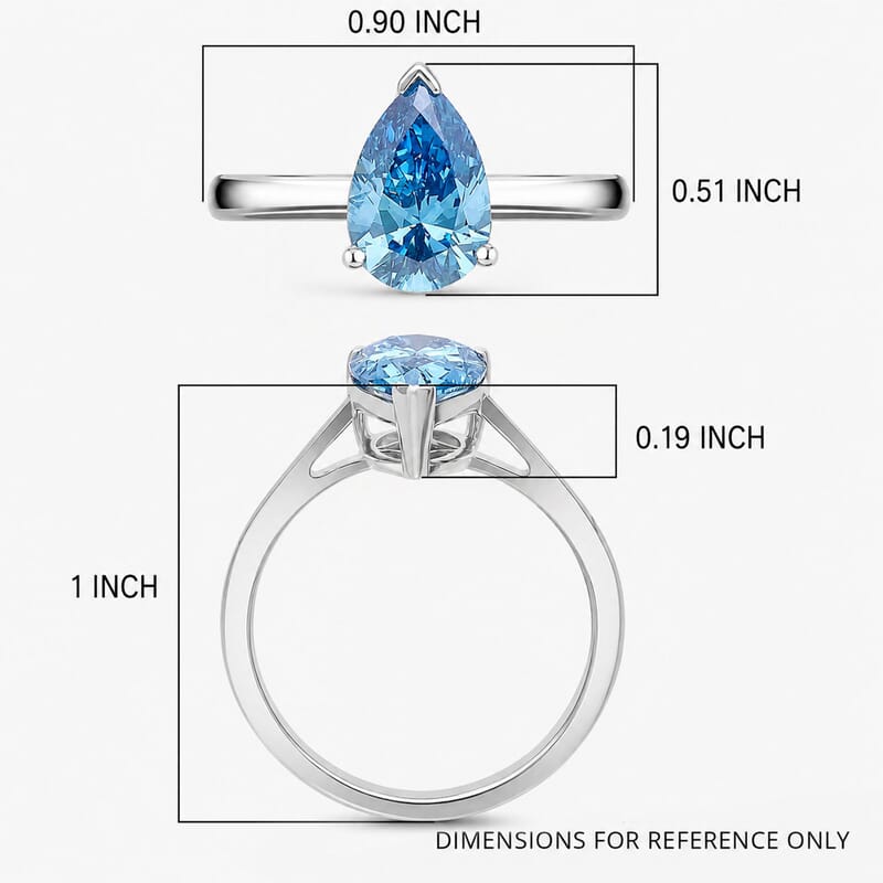 Luxuriant Lab Grown Blue Diamond (VS) (IR) 2.00 ctw Solitaire Ring in Rhodium Over Sterling Silver (Size 6.0)