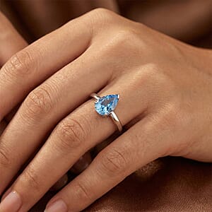 Luxuriant Lab Grown Blue Diamond (VS) (IR) 2.00 ctw Solitaire Ring in Rhodium Over Sterling Silver (Size 8.0)