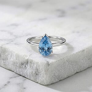 Luxuriant Lab Grown Blue Diamond (VS) (IR) 2.00 ctw Solitaire Ring in Rhodium Over Sterling Silver (Size 9.0)