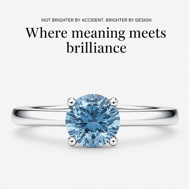 Luxuriant Lab Grown Blue Diamond (VS) (IR) 2.00 ctw Solitaire Ring in Rhodium Over Sterling Silver (Size 6.0)