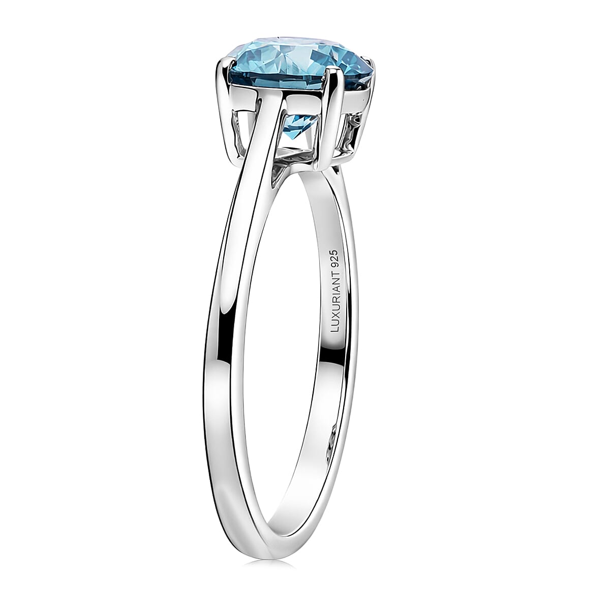Luxuriant Lab Grown Blue Diamond (VS) (IR) 2.00 ctw Solitaire Ring in Rhodium Over Sterling Silver (Size 6.0) image number 3