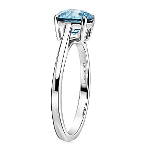 Luxuriant Lab Grown Blue Diamond (VS) (IR) 2.00 ctw Solitaire Ring in Rhodium Over Sterling Silver (Size 6.0)