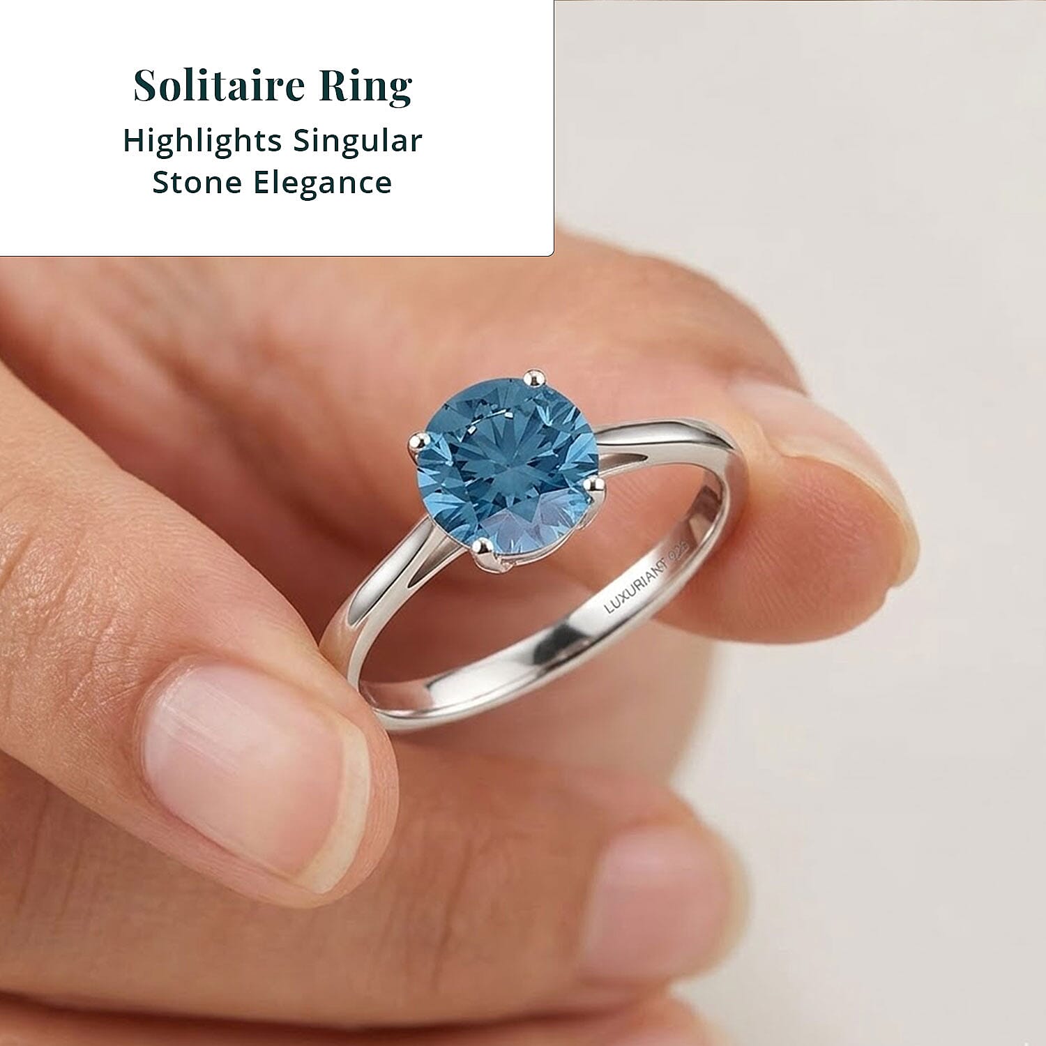 Luxuriant Lab Grown Blue Diamond (VS) (IR) 2.00 ctw Solitaire Ring in Rhodium Over Sterling Silver (Size 6.0)