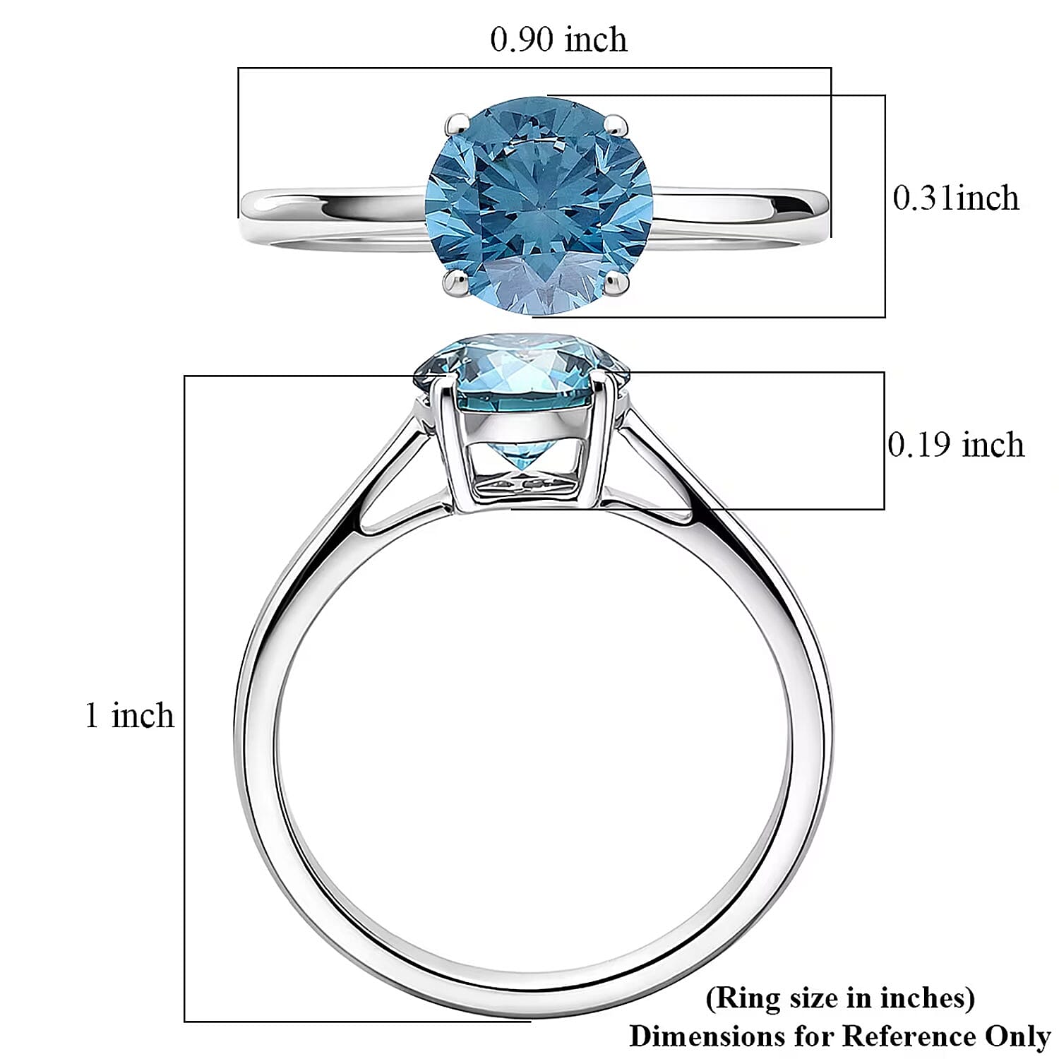 Luxuriant Lab Grown Blue Diamond (VS) (IR) 2.00 ctw Solitaire Ring in Rhodium Over Sterling Silver (Size 6.0)